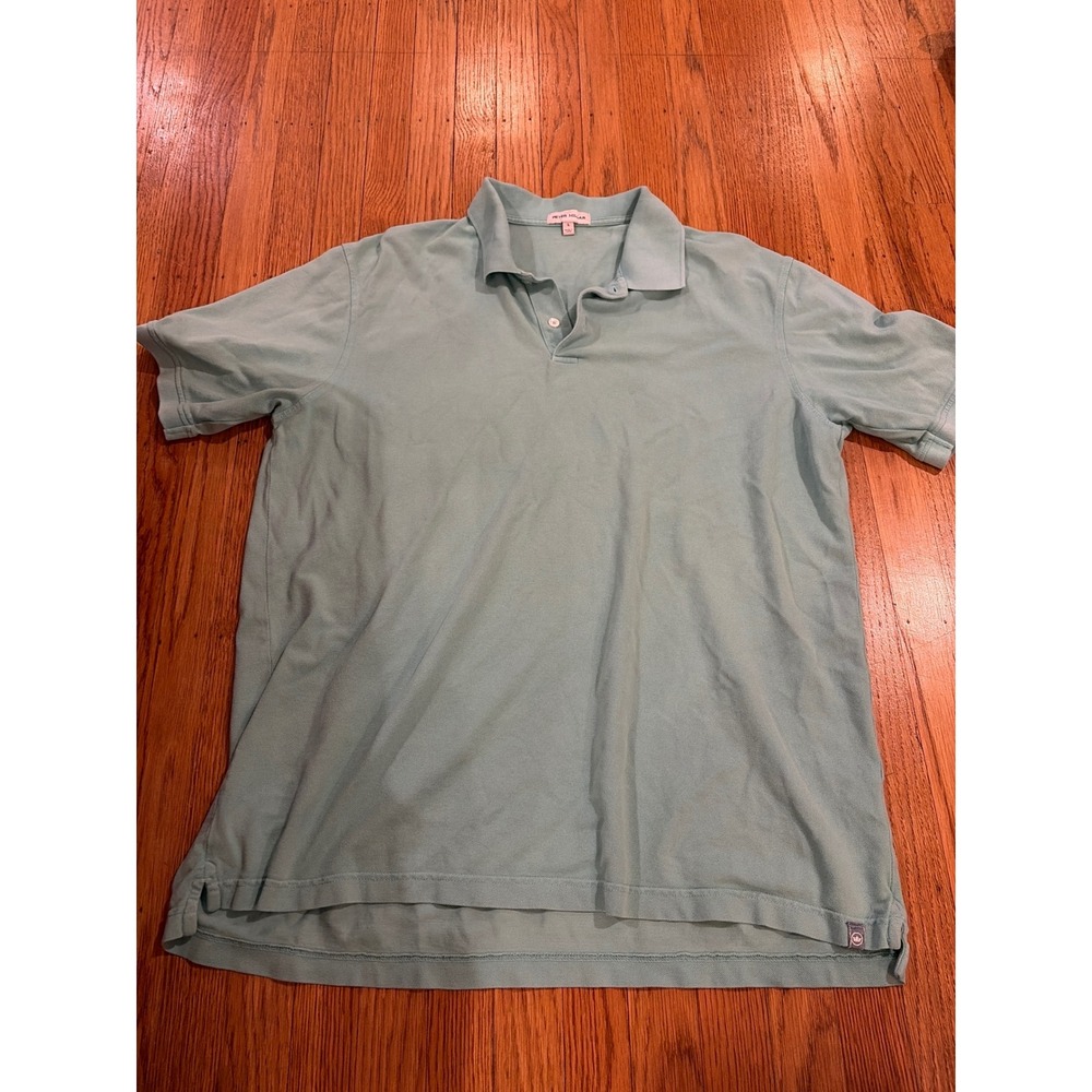 Peter Millar Mens Large Organic Cotton Short Sleeve Polo Shirt Seafoam Green